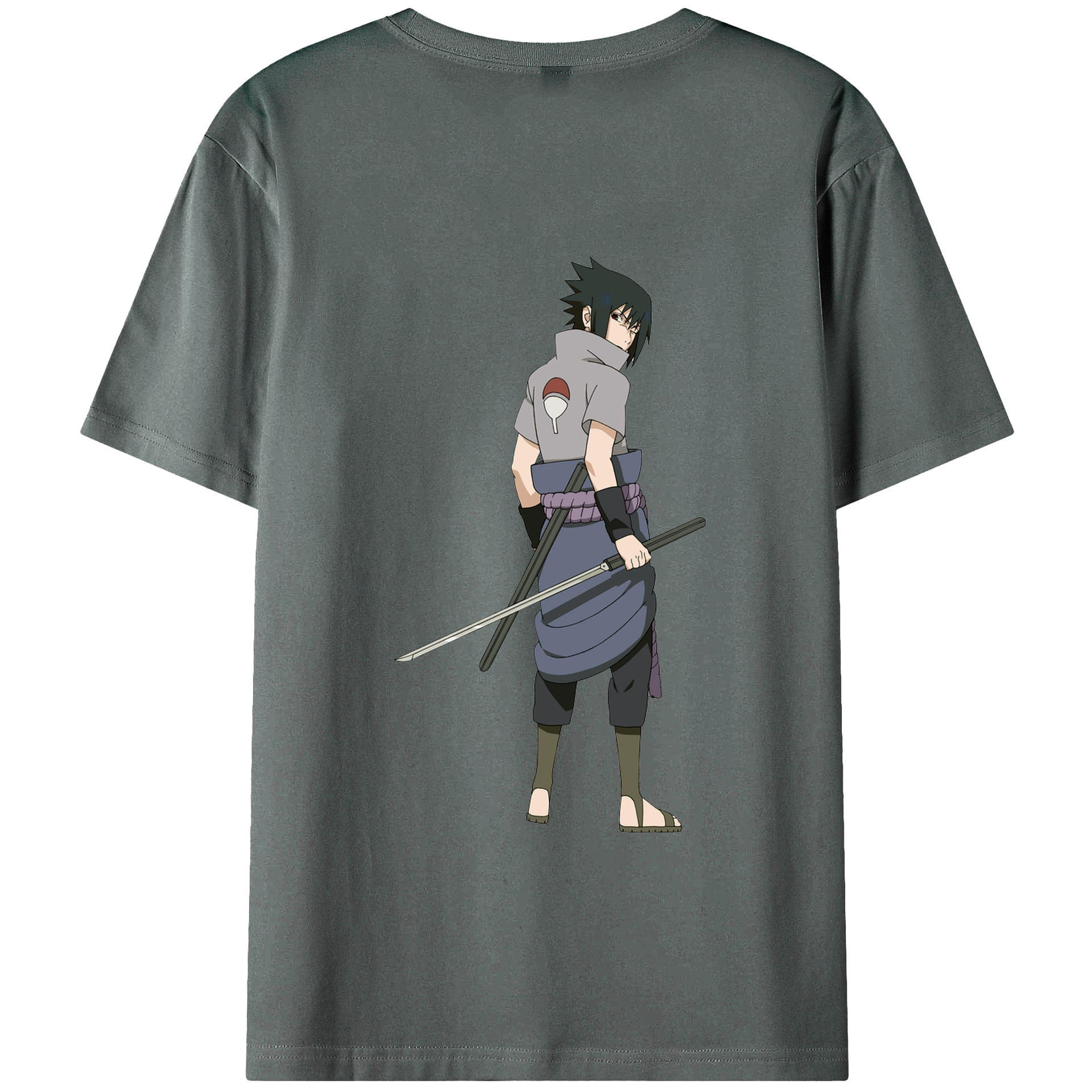 （画像用） NARUTO -ナルト- うちは サスケ Uchiha Sasuke 綿100％半袖Tシャツ（背面プリント）